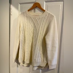 Joe Fresh cream coloured cable knit sweater, size MEDIUM